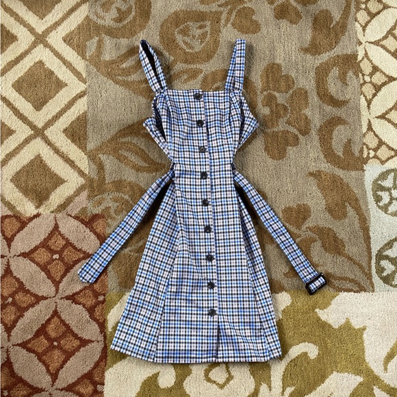 SO Dresses & Skirts - SO Blue and White Plaid Mini Dress with Buttons